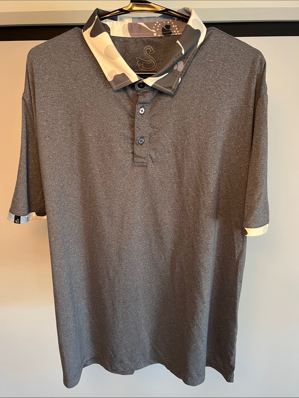 Men’s Swannies Golf Charcoal Heather with Contrast Collar - Large